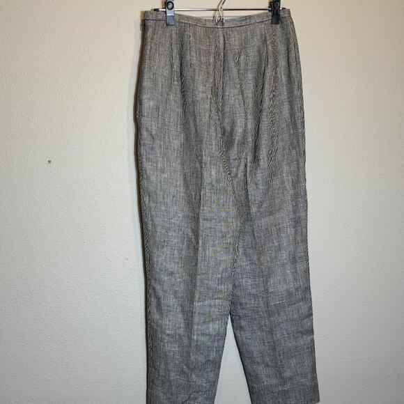 Talbots pants Irish linen black & white micro houndstooth lined trousers Sz 8 - Picture 3 of 9
